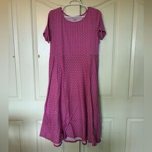 Croft & Barrow Women's Dress Short Tie Sleeve Pink Pattern Plus Size Large 14-16